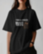 Black women's oversized T-shirt with front text, "I am a spoiled wife" with a print of a woman