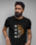 Black round neck men's T-shirt with front Design
