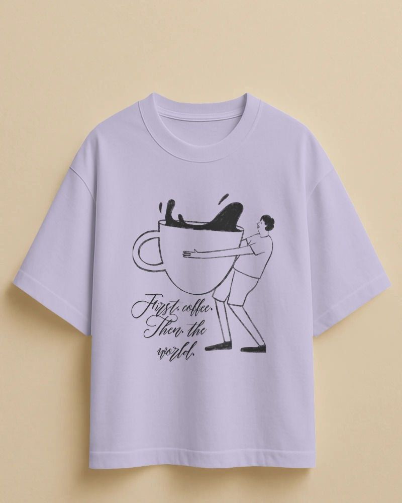 lavender oversized unisex T-shirt with front print