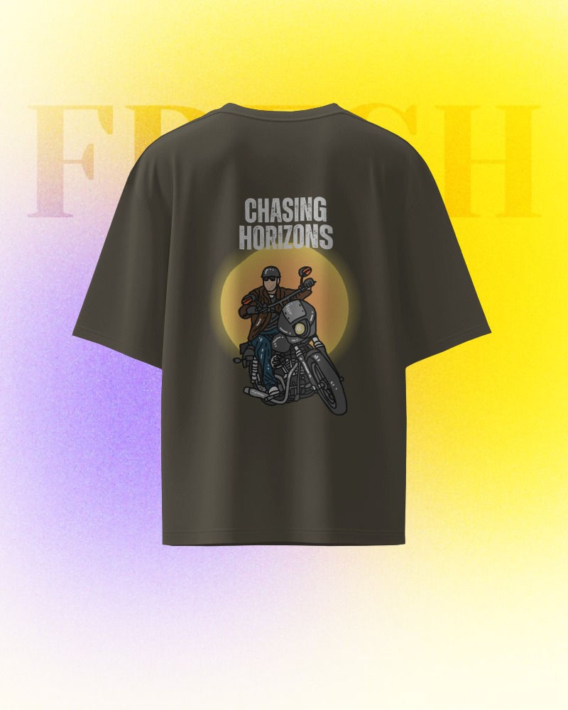 Olive green men's oversized T-shirt with back design