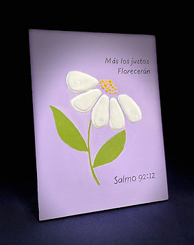 Cuadro Flor blanca fondo lila