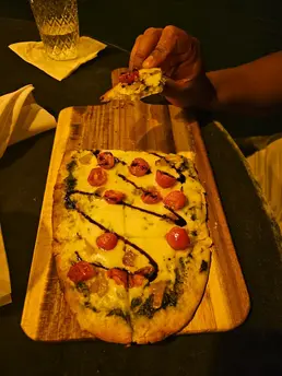 Delicious flatbread pizza in Harrisburg, PA at Madame Rochele's Apothecary