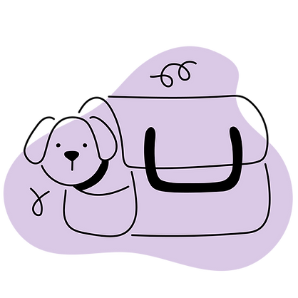 Wags to Whiskers Veterinary Clinic Icon featuring a little dog in a carrying bag