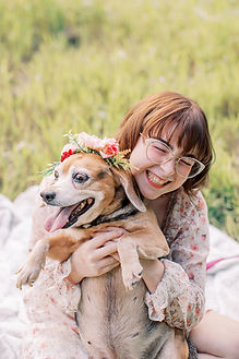A senior portrait featuring an artsy girl with her puppy at Mechanicsburg, PA Jessica Snider Photography's farmette