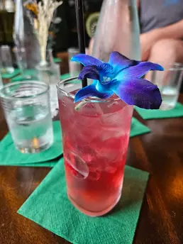 A featured non-alcoholic drink with hibiscus