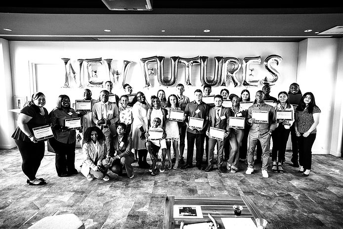 Group of college scholarship award winners at a New Futures Scholars event