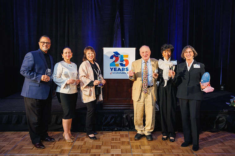 Michael Gould and "The Originals" accepting their awards at the 25 Years of New Futures Gala
