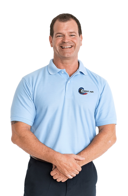 Crest Air HVAC Service Technician in front of a West Palm Beach Florida home