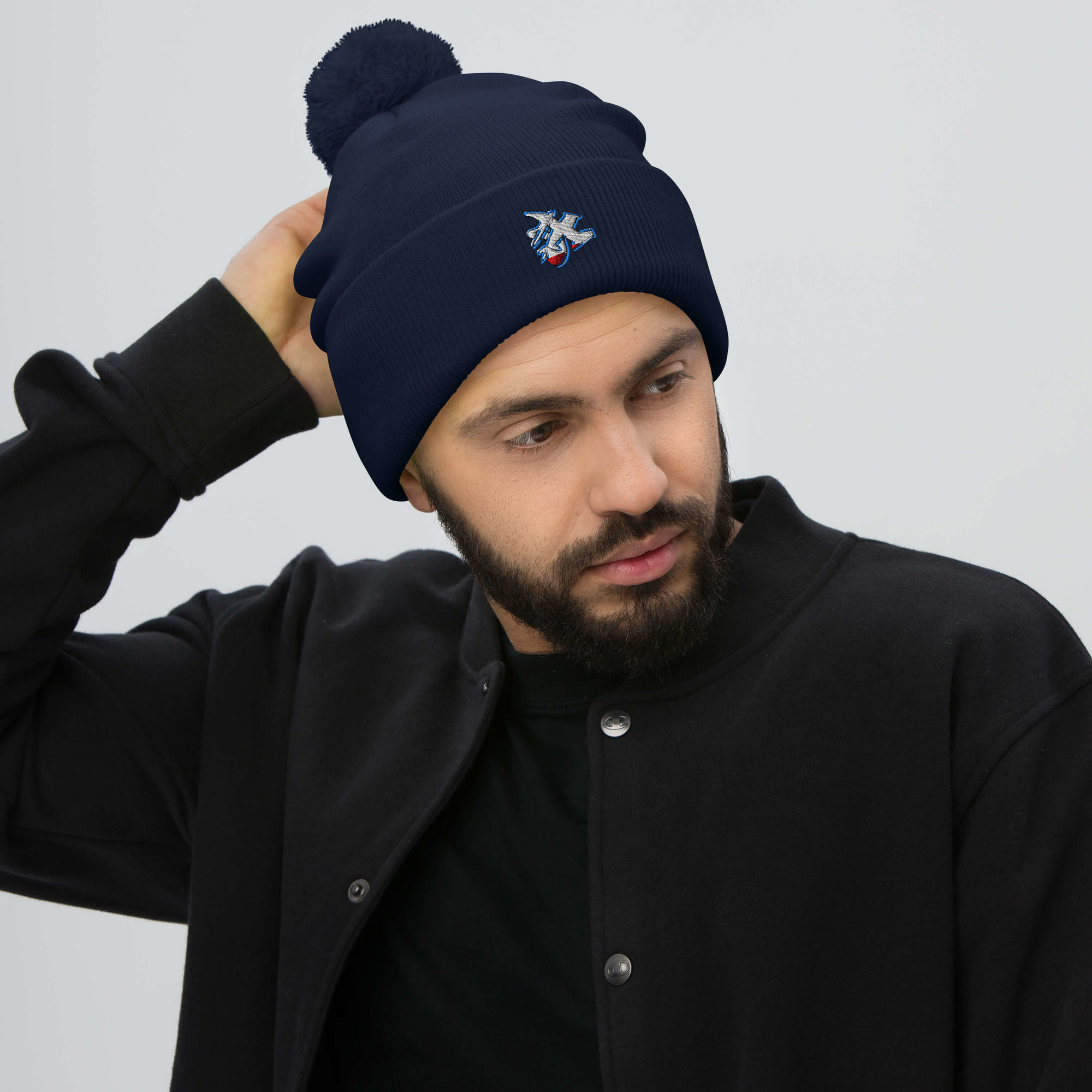 "Ice Age SX Sticker" Pom-Pom Beanie