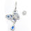 Thumbnail: 925 Sterling Silver Blue Belly Button Butterfly Lower Dangle Zircon Navel