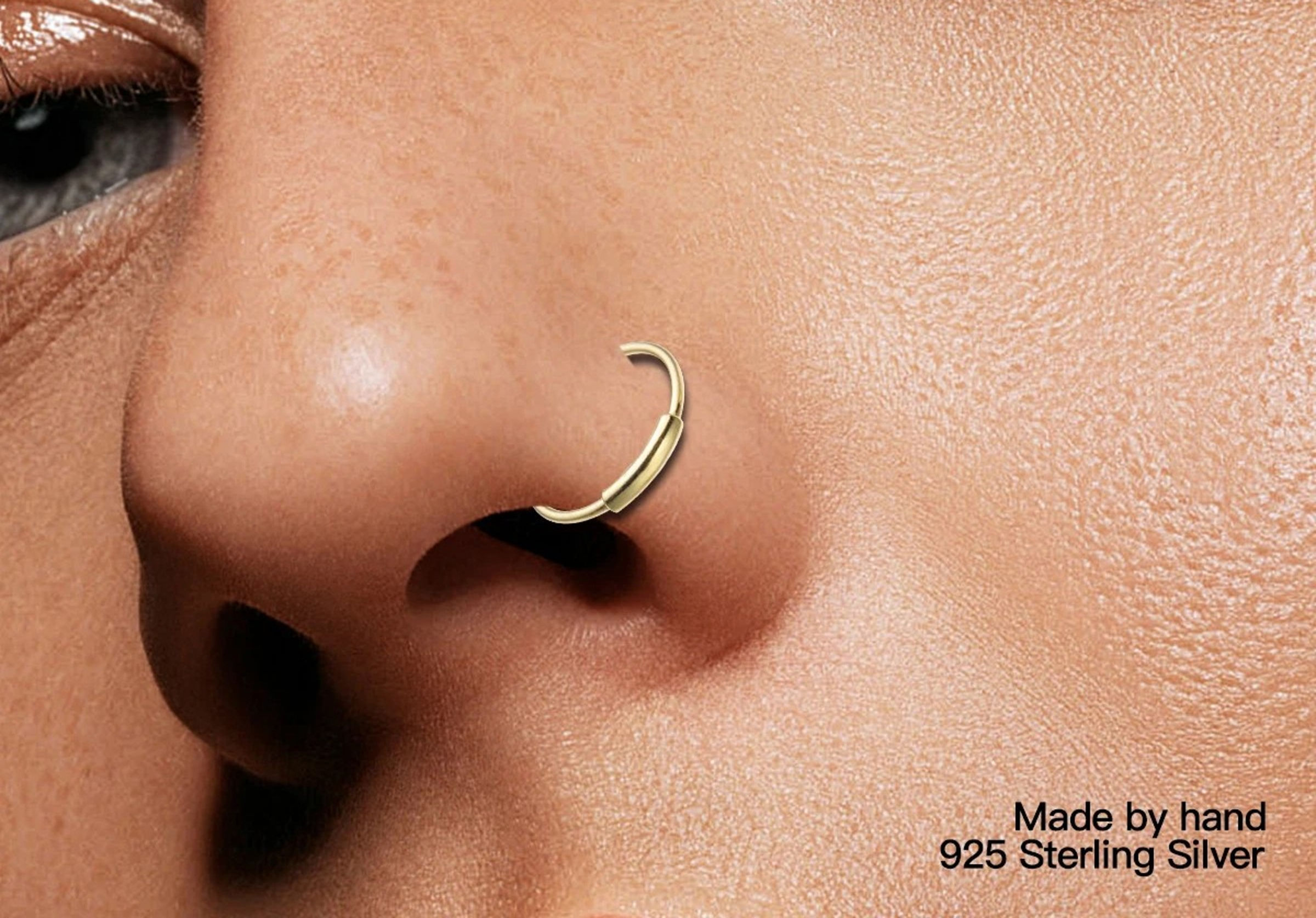 2pcs Sterling Silver Nose Ring 10mm - 20g Hand Made Solid 925 Sterling Silver