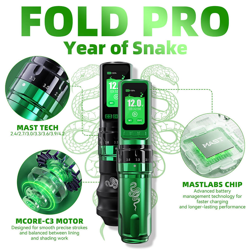 Thumbnail: Dragonhawk Fold Pro Year of Snake Edition Wireless Tattoo Machine Pen 3000mAh Ba
