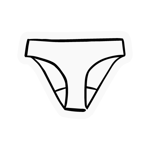 Illustration de sous-vêtement type slip blanc sur fond noir.