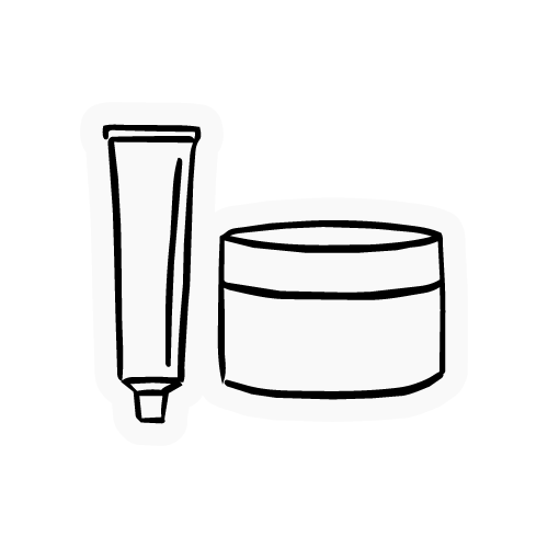 Illustration de produits cosmétiques par une directrice artistique freelance.