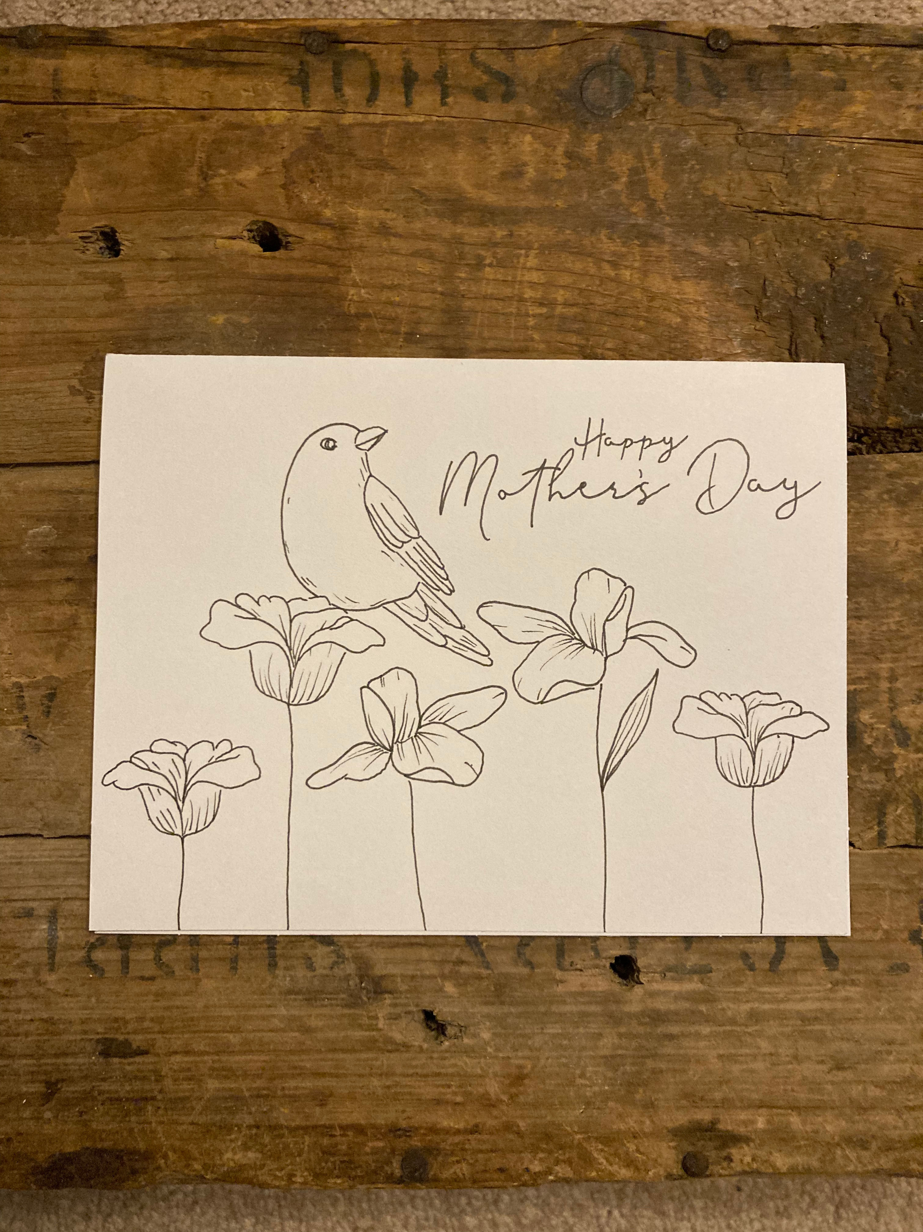 Happy Mother’s Day - Bird and Flowers