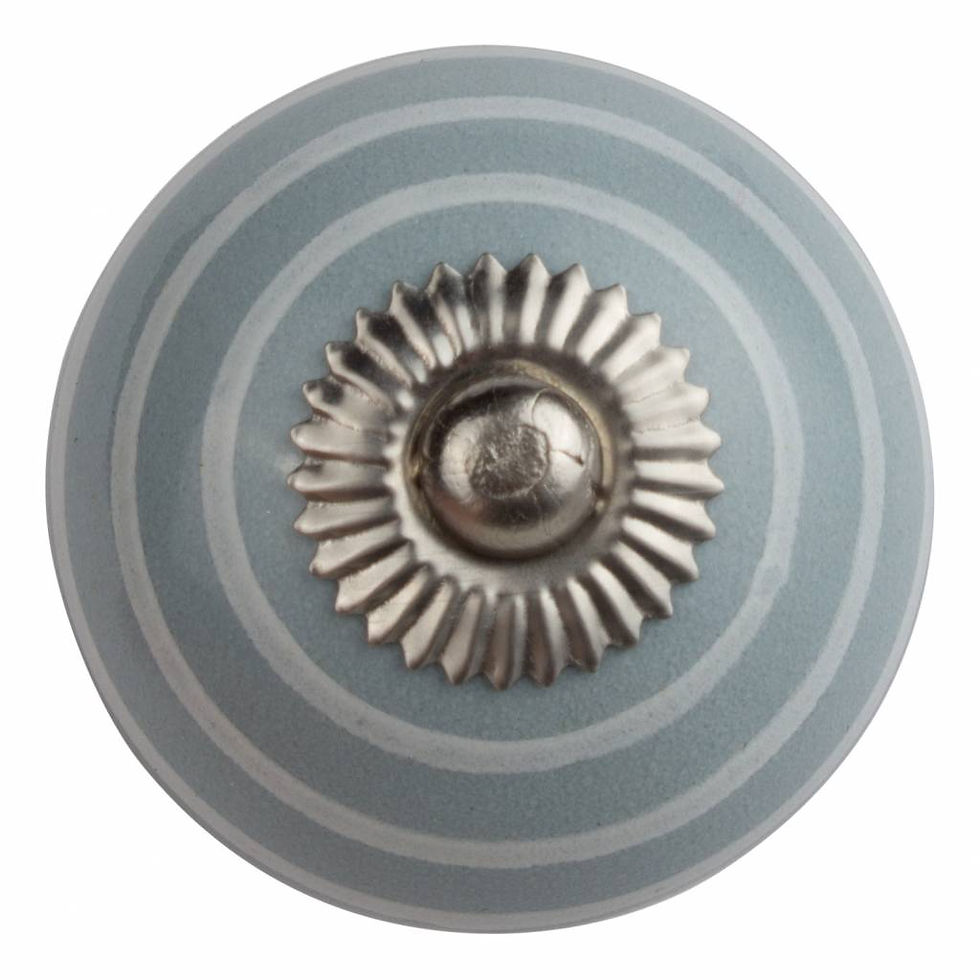 Porcelain furniture knob gray with white stripes (Pack of 8 Pcs)