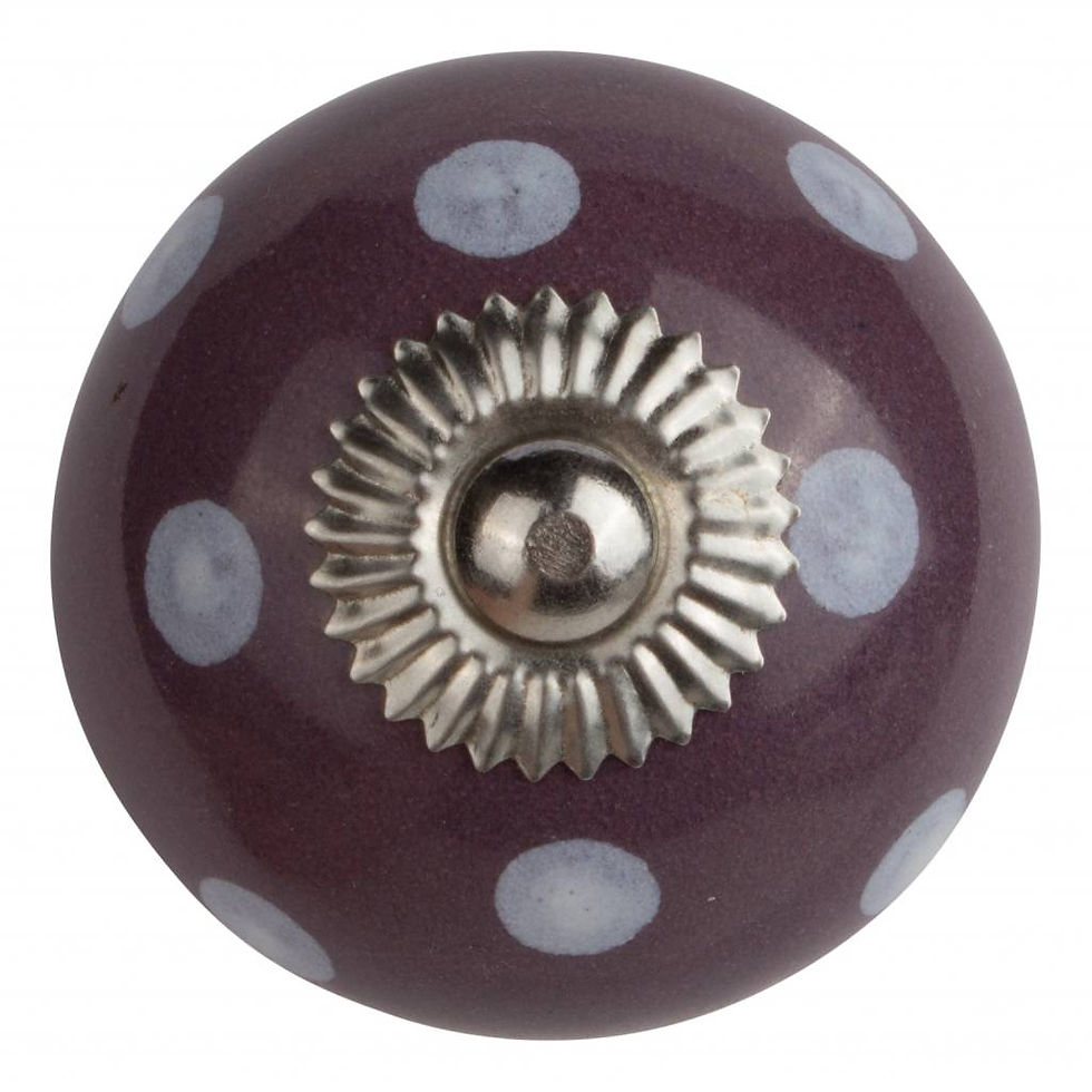 Porcelain furniture knob purple with white dots (Pack of 8 Pcs)