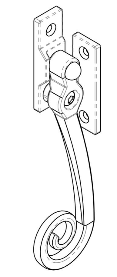 Thumbnail: Wrought Iron Window Closure Curl - Left