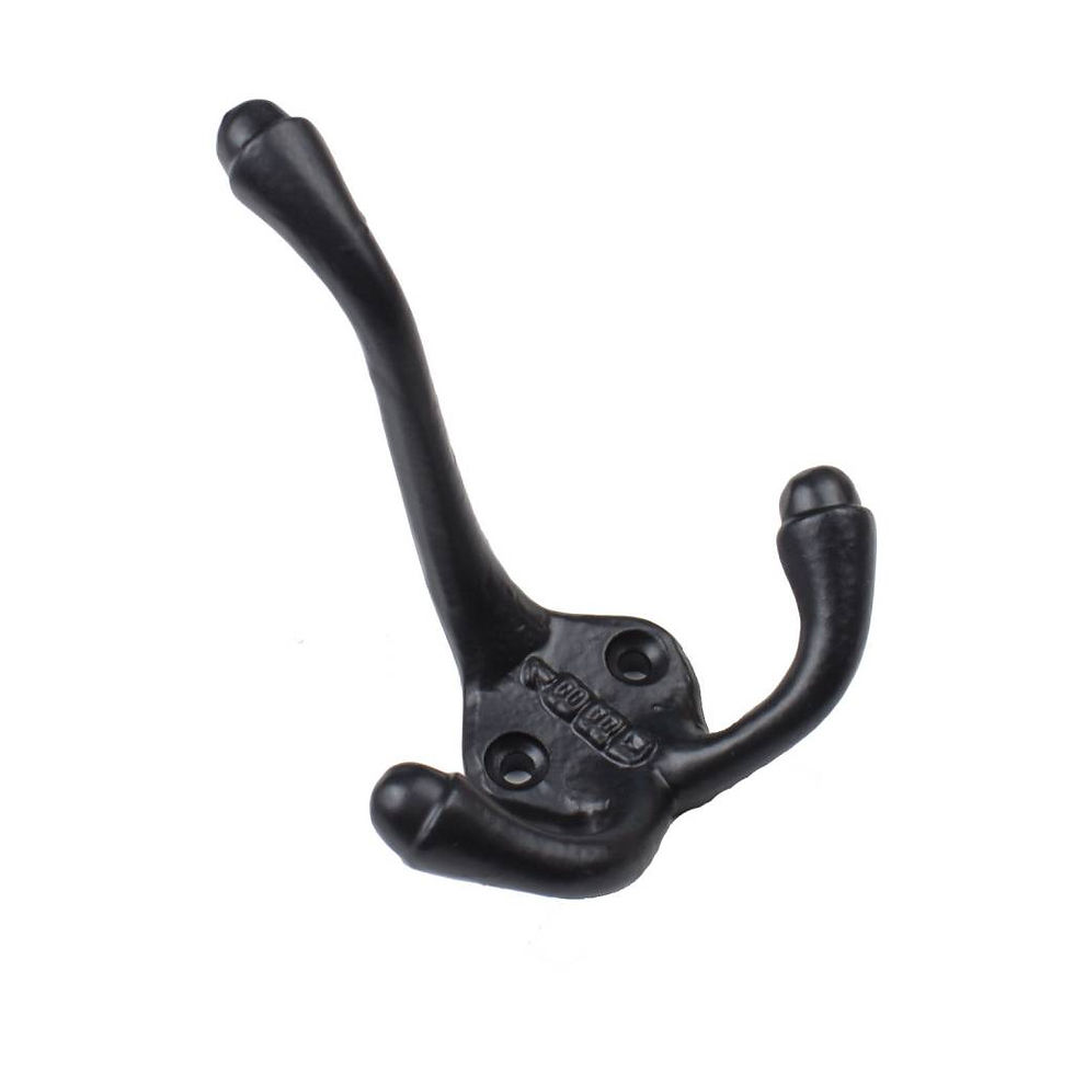 Coat hook cast iron black trio 1880
