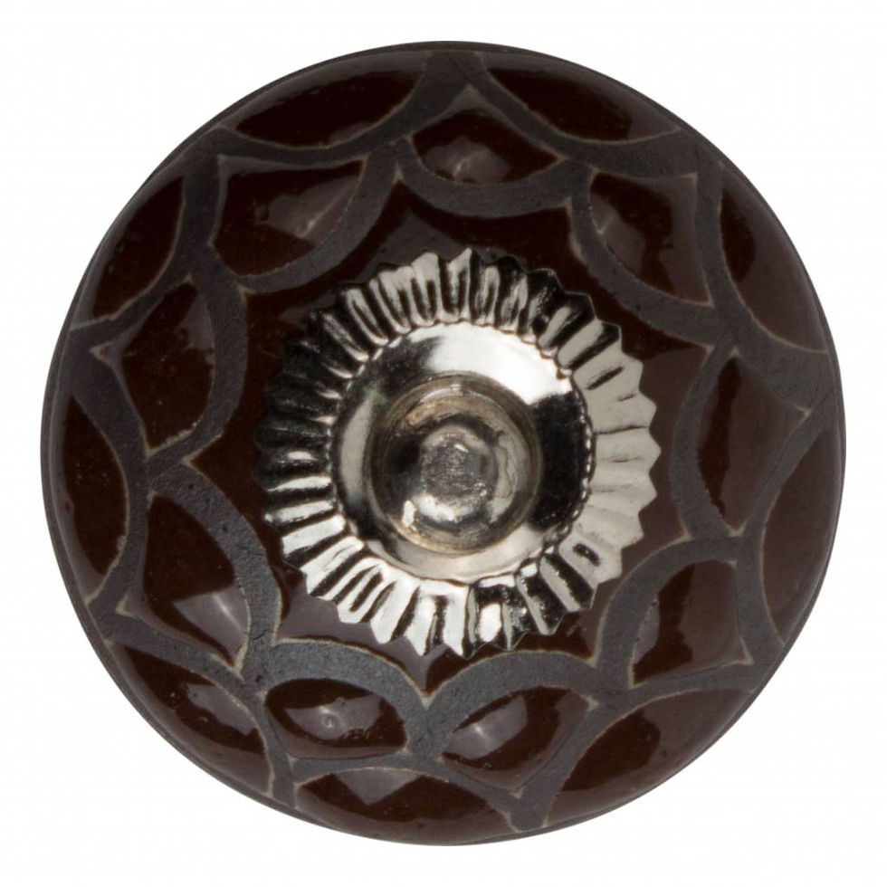 Furniture knob porcelain relief deco CK5539 - brown black (Pack of 8 Pcs)