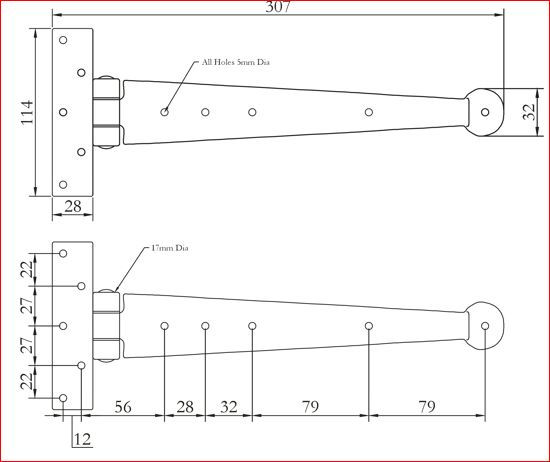 Thumbnail: Wrought Iron Hinge Round 306MM