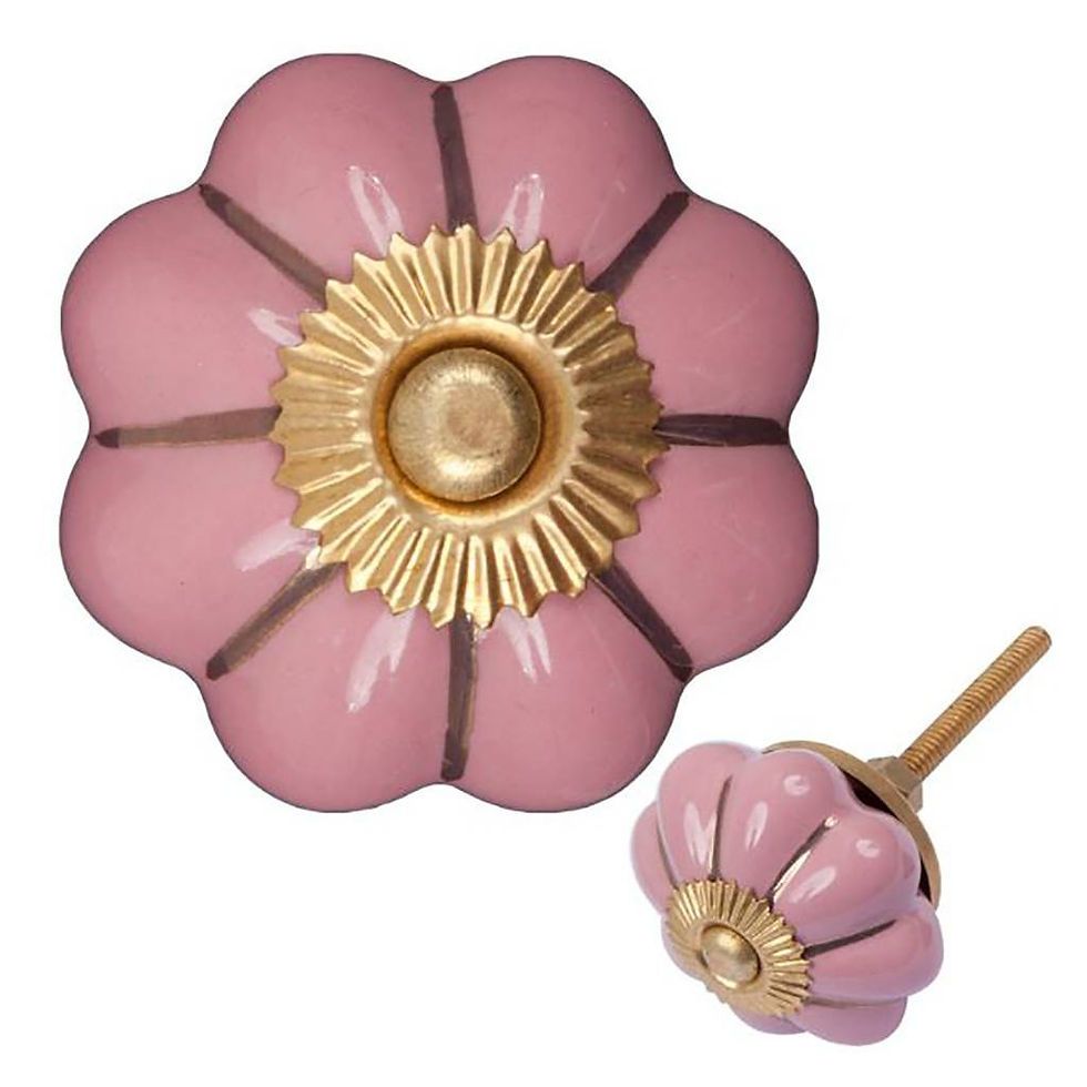 Porcelain furniture knob rose gold flower (Pack of 8 Pcs)