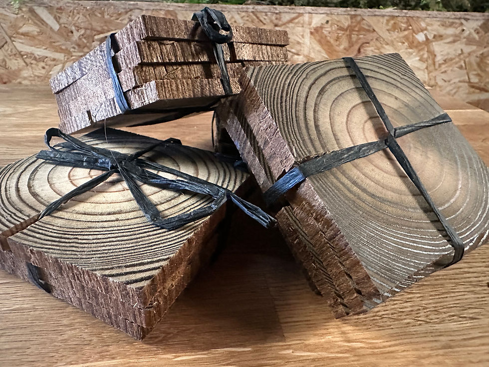 Handmade rustic pine coasters