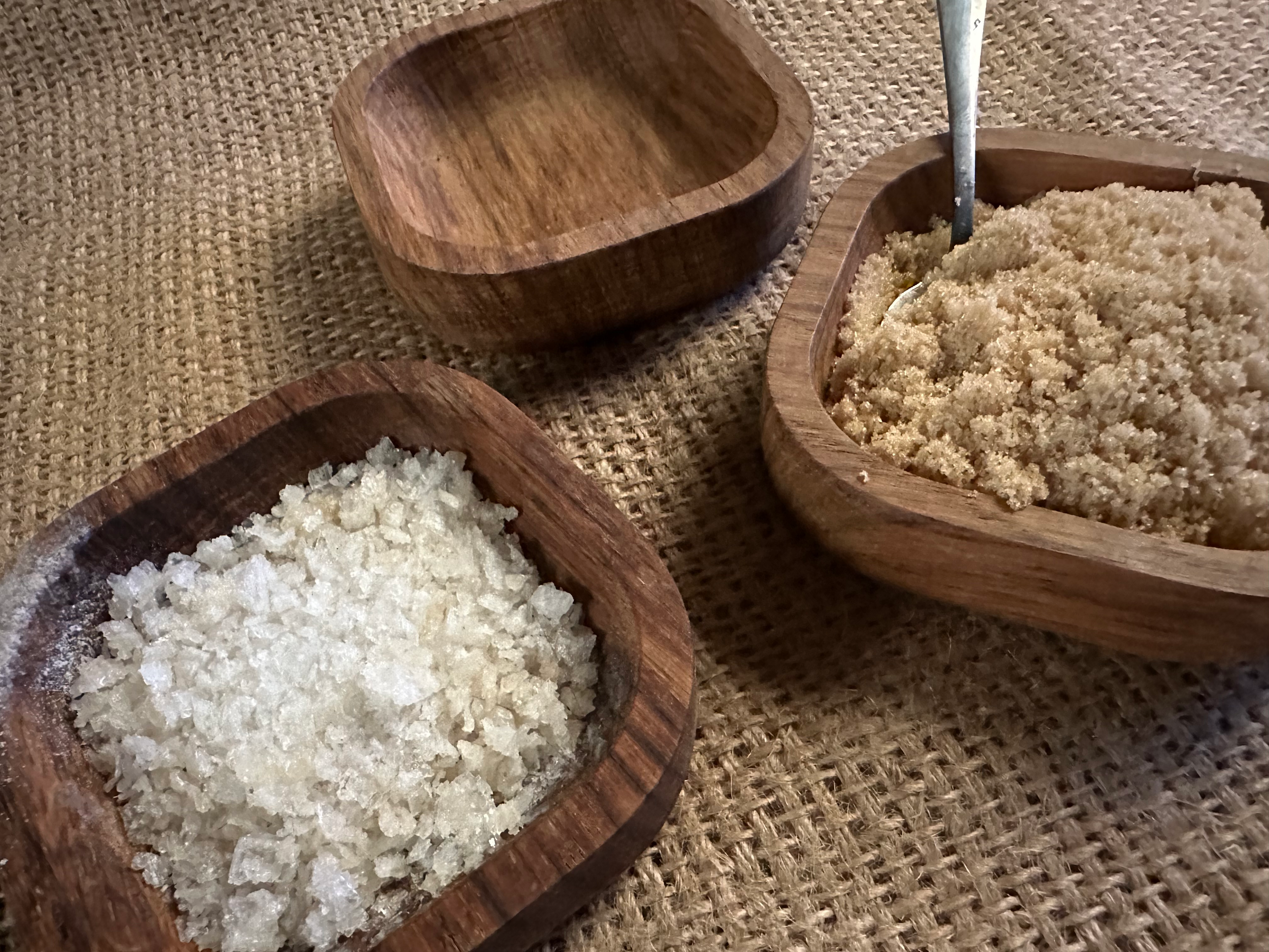 Handmade oak Wotzak pinch pots, small dishes for ingredients and seasoning