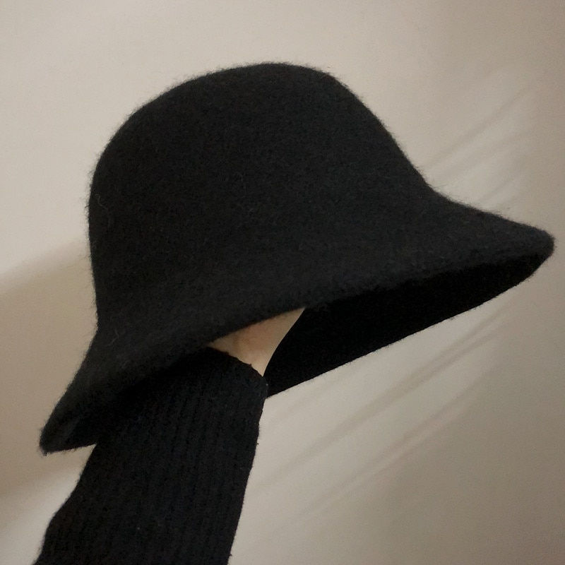 Thumbnail: Autumn Winter Wool Bucket Hat Women Fashion Vintage Fisherman Hats