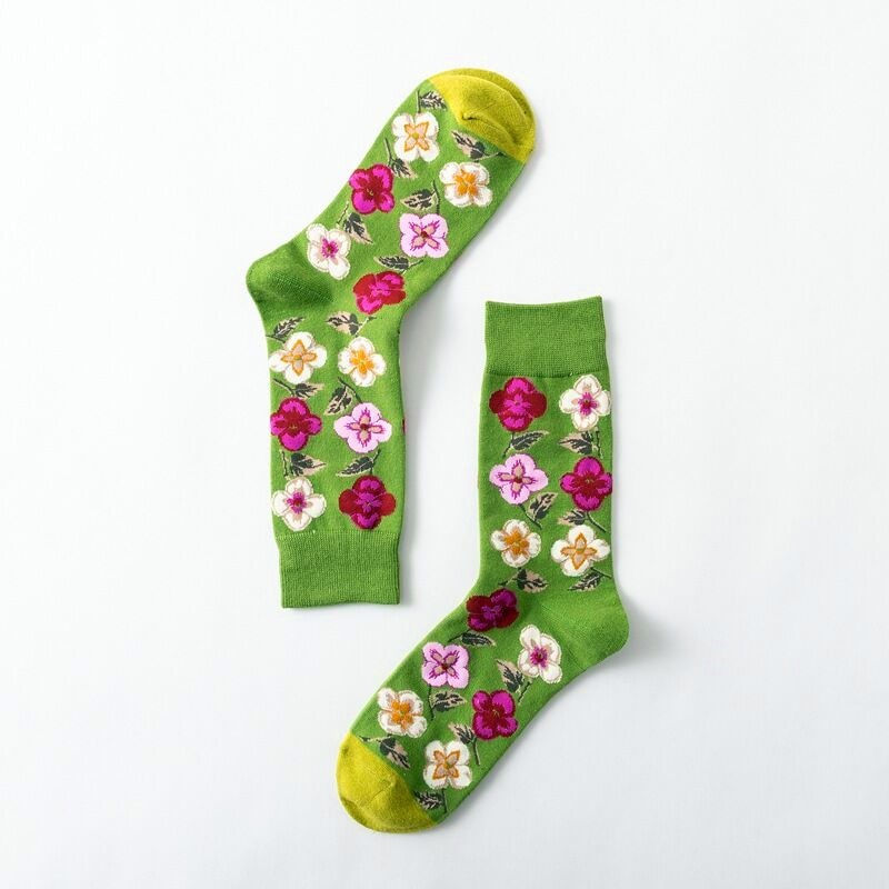 Thumbnail: 1 Pair Women Socks Cartoon Dog Octopus Flower Female Cotton Crew Socks