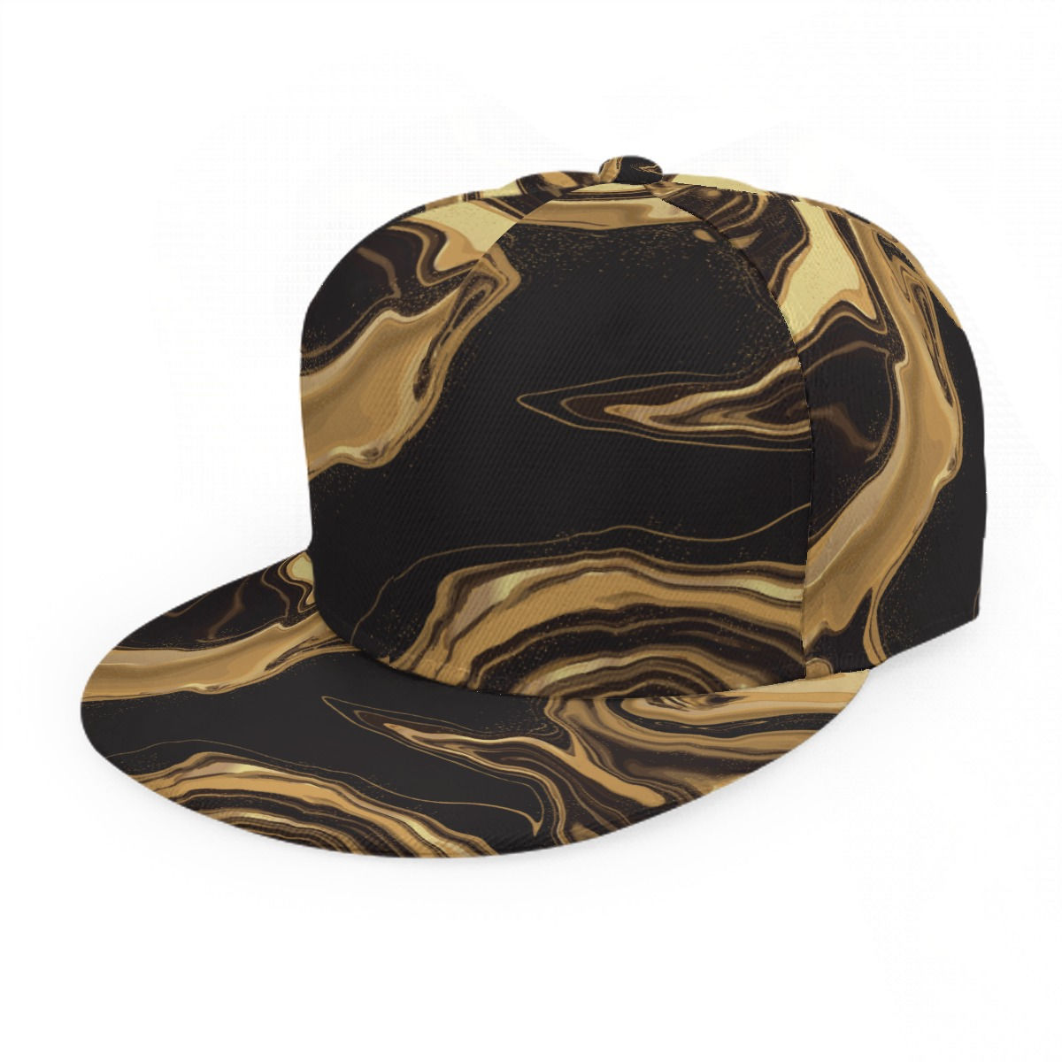 Gold Marble Baseball Cap With Flat Brim