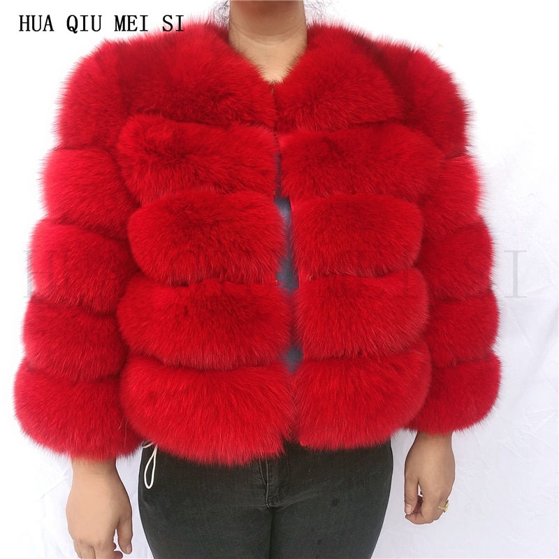 Thumbnail: Natural fur fox fur coat women's winter jacket 