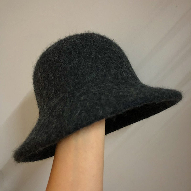 Thumbnail: Autumn Winter Wool Bucket Hat Women Fashion Vintage Fisherman Hats