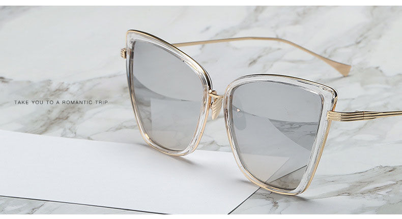 Thumbnail: Women Cateye Vintage Metal Cat Eye Glasses Mirror Retro Sunglass
