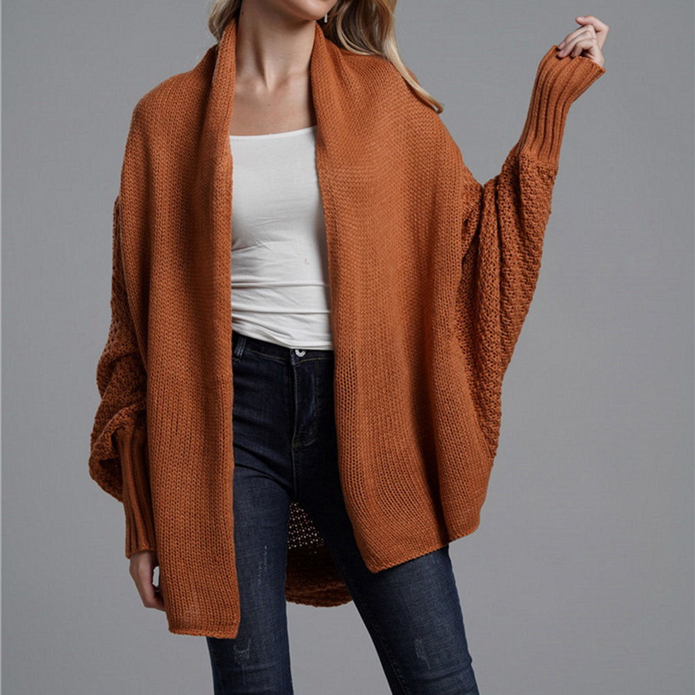 Batwing Sleeve Knitted Cardigan Sweater Jacket