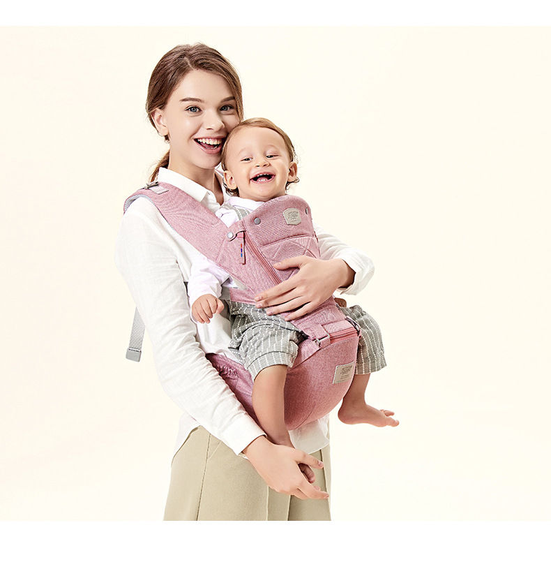 Thumbnail: Baby Carrier with Bass Bear Hip Seat for Front Carry