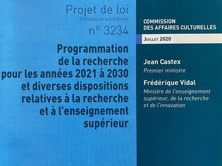 Étude du projet de loi Recherche