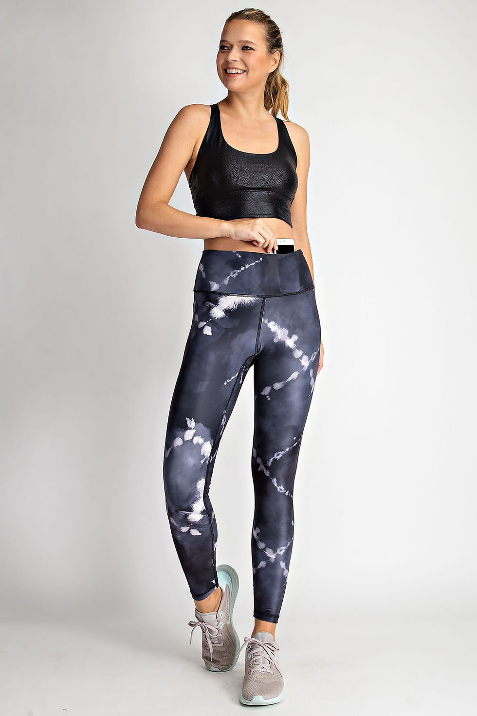 Thumbnail: Black  & Gray Tie Die Leggings