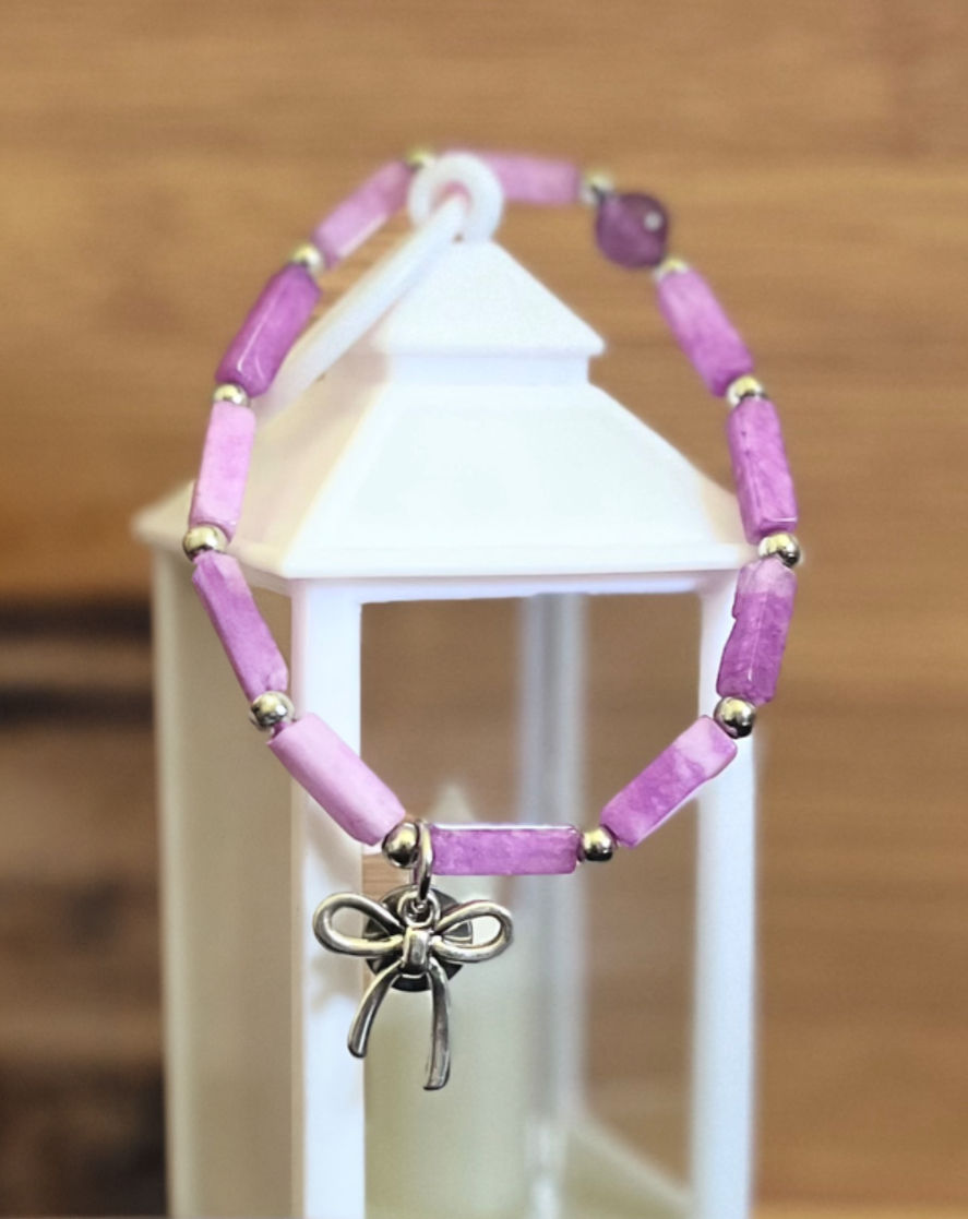 Thumbnail: Purple & Gold beaded Bracelet