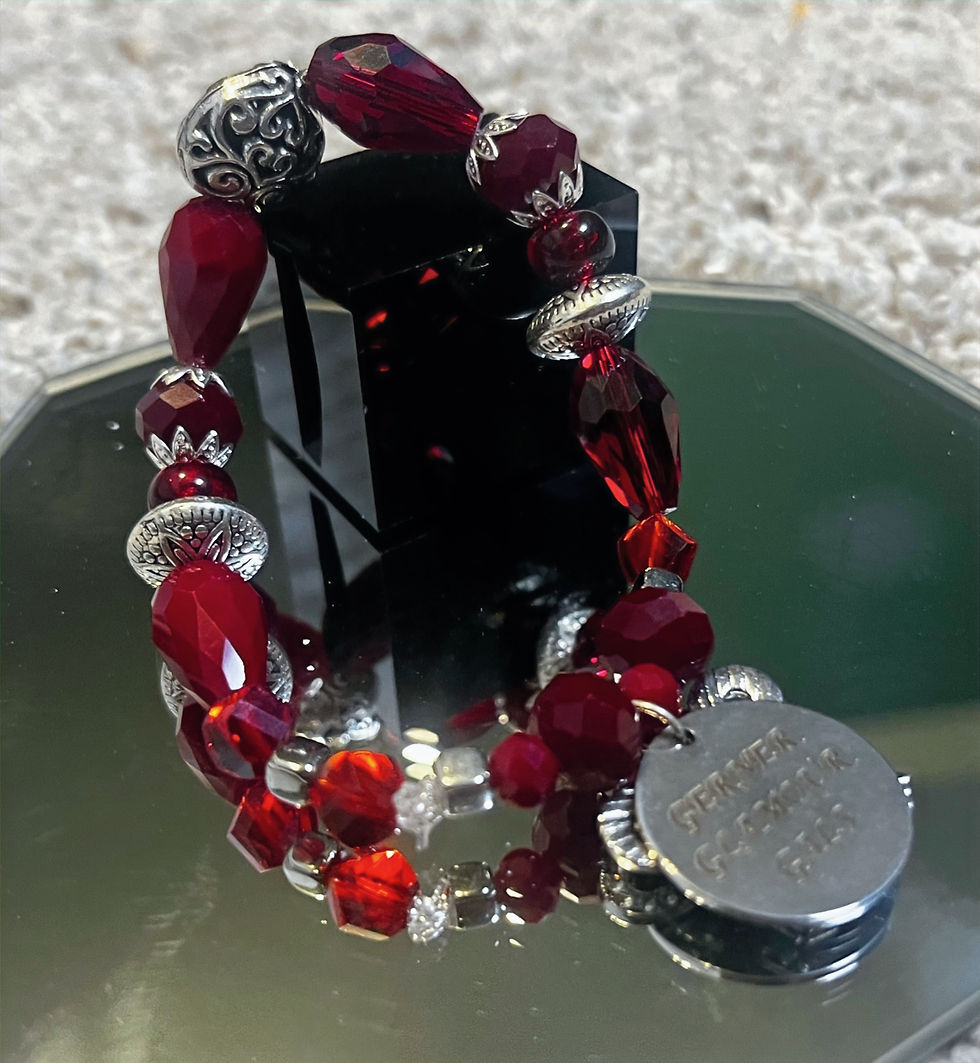 Thumbnail: Ruby red and silver bracelet