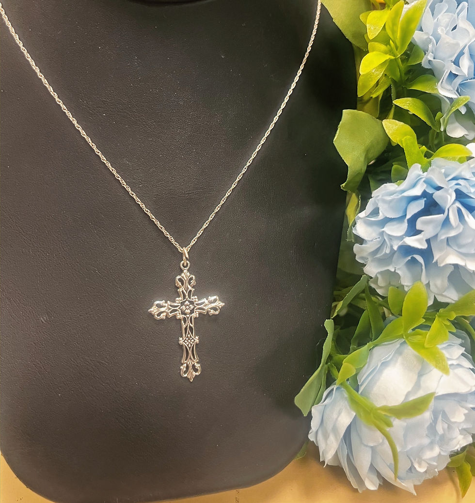 Thumbnail: Sterling Silver Cross Necklace - 12" chain 