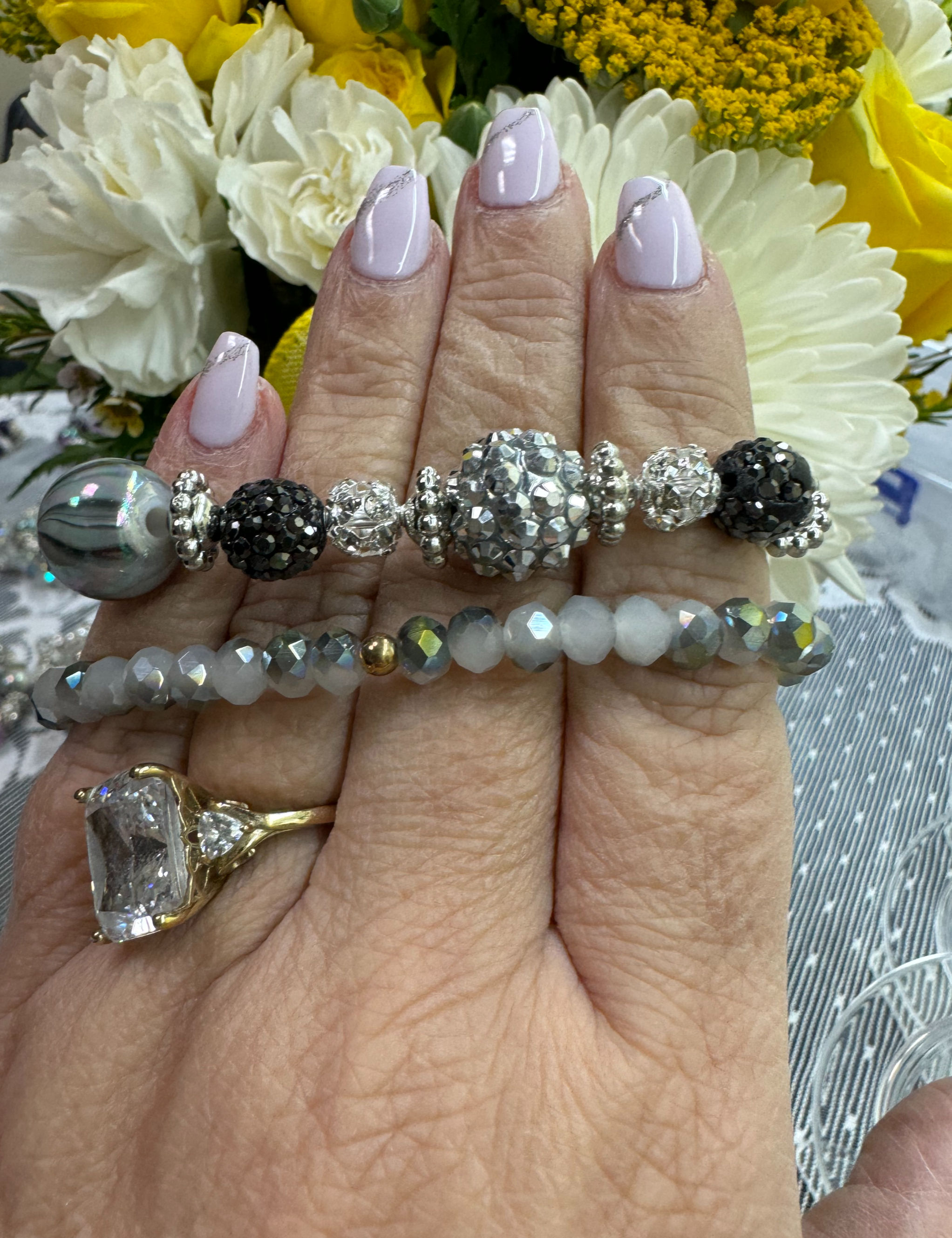 Gray and silver Duo Bracelets