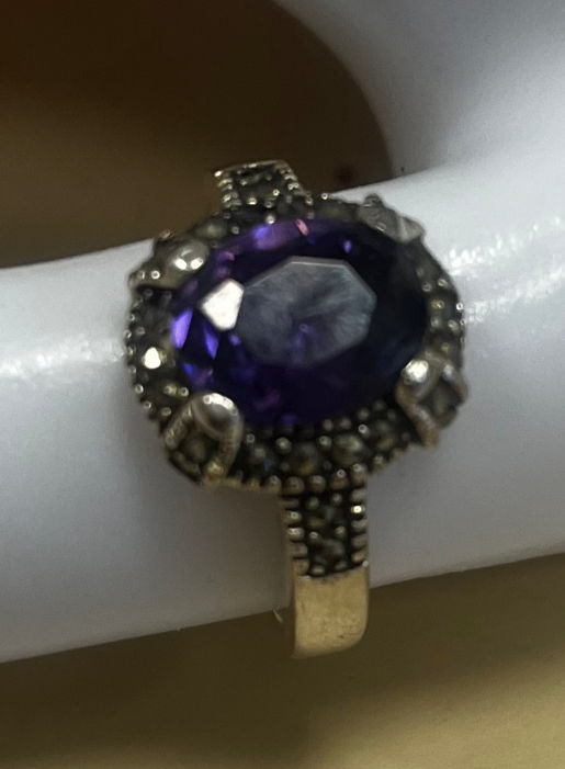 Thumbnail: Dark Amethyst Silver Ring