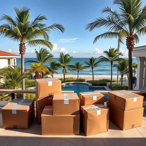 A luxurious home filled with packed boxes, showcasing our reliable moving services for a stress-free relocation experience