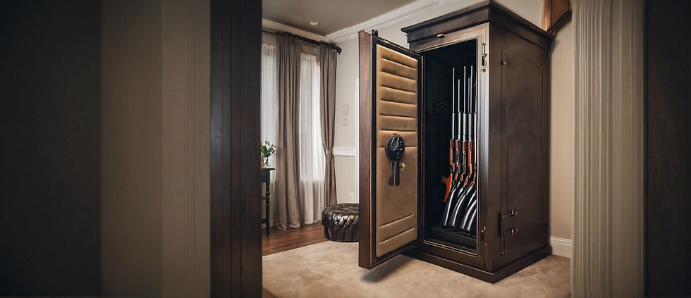 Large, elegant gun safe displayed in a luxurious home setting, showcasing both security and sophistication