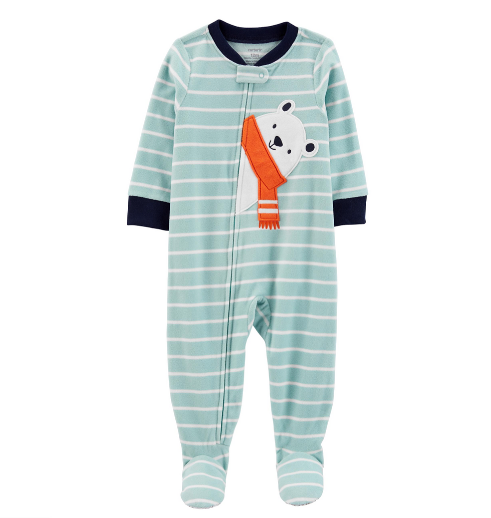 Pijama con diseño de oso polar, talla 2 años, en tonos suaves y materiales cálidos.