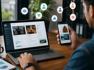 Kişiselleştirilmiş dijital reklam stratejileri için kullanıcı davranış analizi yapan modern pazarlama ve veri odaklı reklam yönetim sistemi.