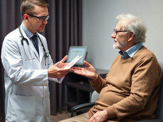 Physician talking with elderly patient
