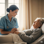 Nurse practitioner providing palliative care