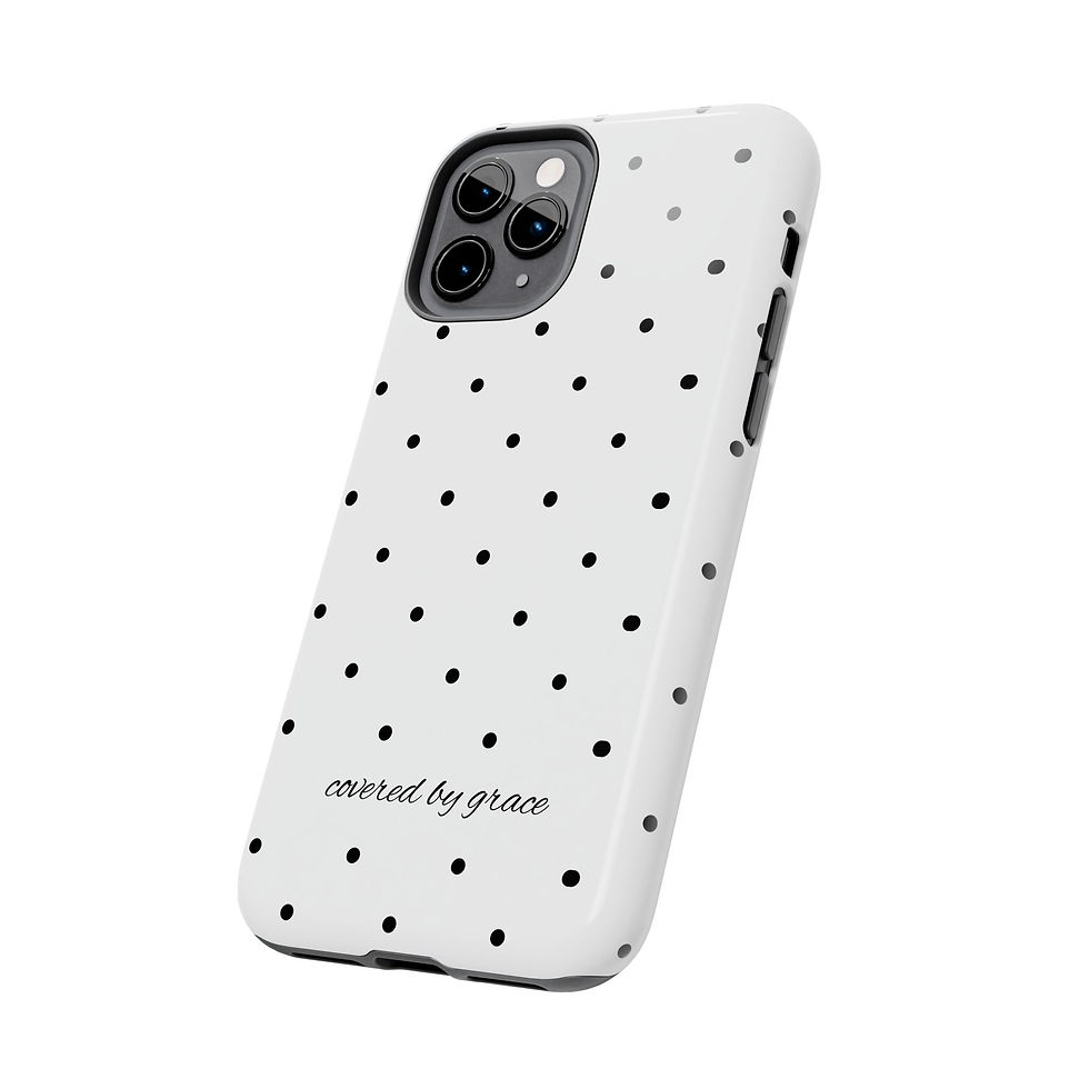 Thumbnail: Covered by Grace | Black Polka Dot 